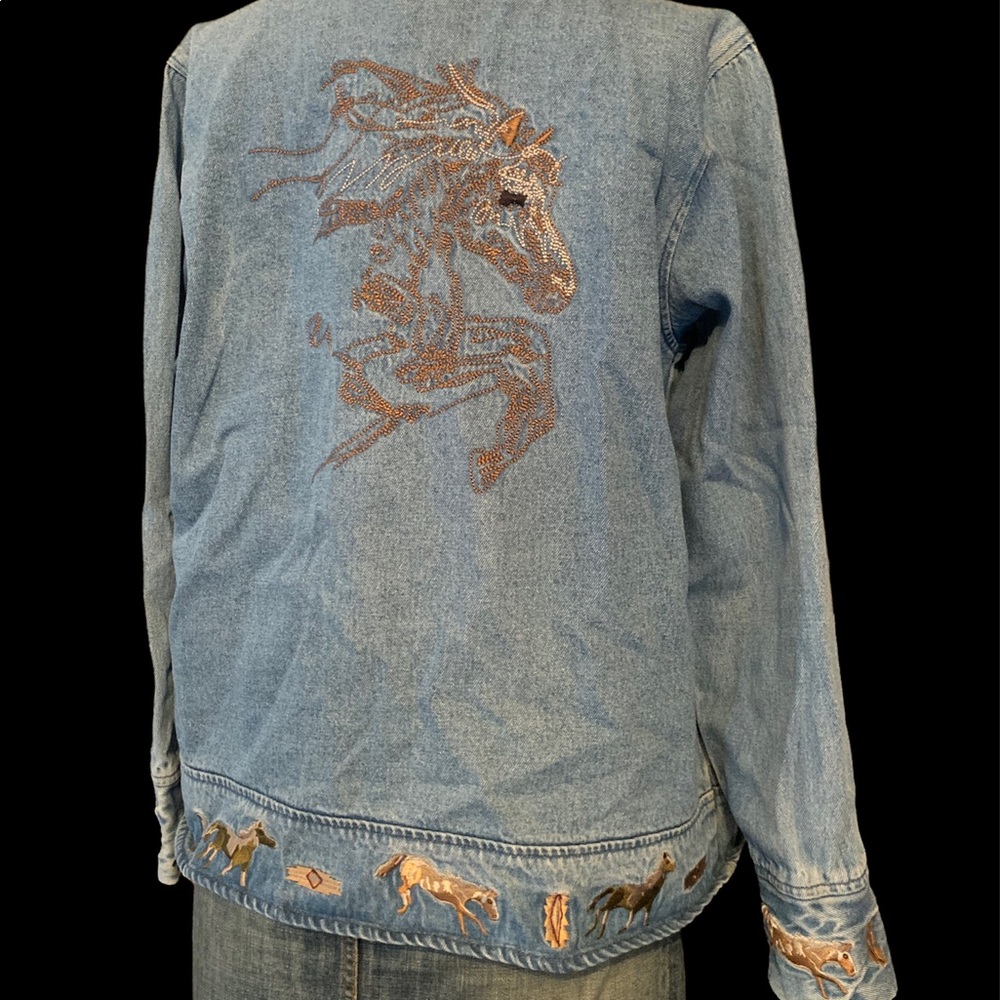 Vintage 90’s Embroidered Horse Jean Jacket
